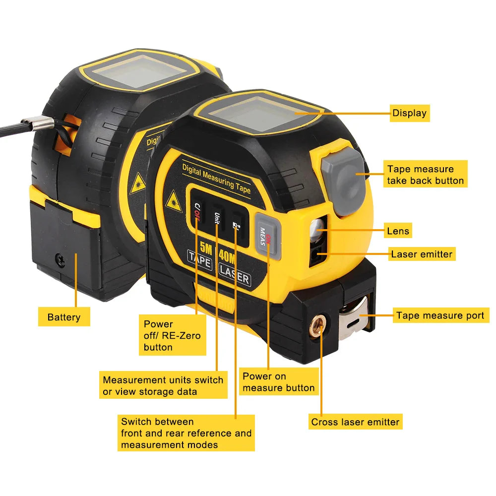 3-in-1 High-Precision Laser Rangefinder & Tape Measure