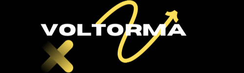 Voltorma logo with a yellow hammer and 'x' on a black background